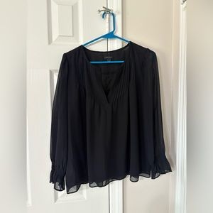 Ann Taylor Pleated Long Sleeve Blouse